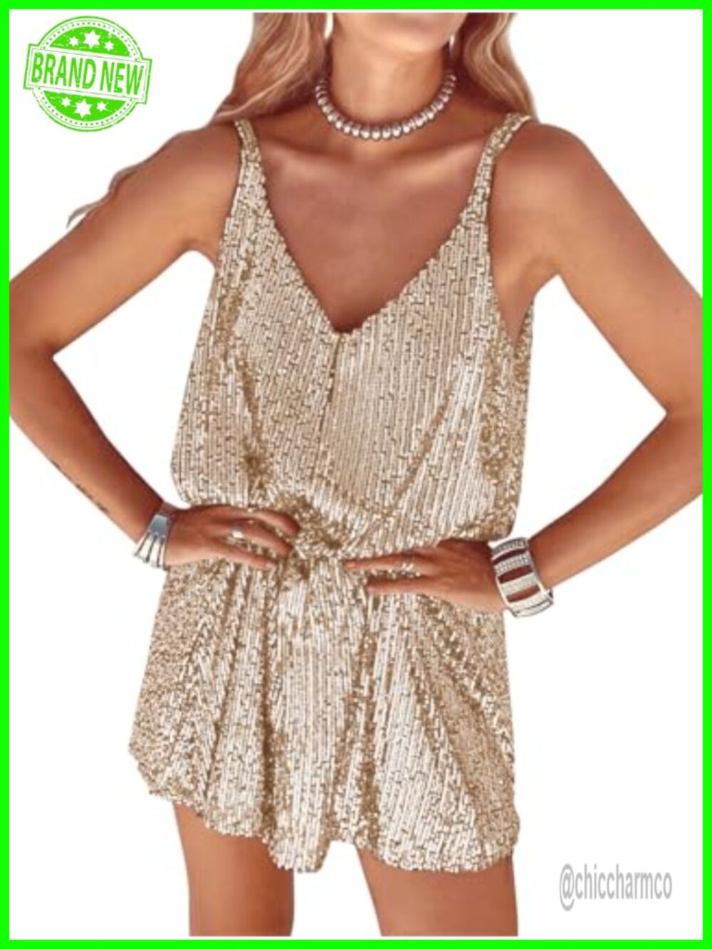 Sequin Shift Dress Sleeveless V-Neck Backless